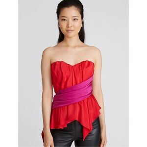 AMUR Matilda Color Block Peplum Bustier‎ in Racing Red Size 8